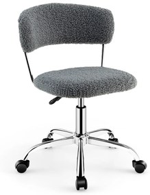 Cadeira giratória com assento e encosto estofados e altura ajustável para Home Office 60 x 60 x 73-82 cm Cinza