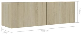 8pcs conjunto de móveis de TV derivados madeira carvalho sonoma
