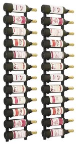 vidaXL Garrafeiras de parede para 12 garrafas 2 pcs ferro preto