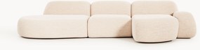 Sofá de canto modular em bouclé com chaise longue Wolke (4 lugares)