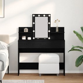 Mesa de Maquiagem vidaXL com LED Carvalho Preto 100x40x130 cm