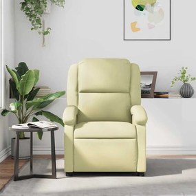 Poltrona de massagens reclinável couro genuíno cor creme