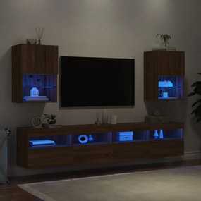 Móveis de TV c/ luzes LED 2 pcs 40,5x30x60 cm carvalho castanho