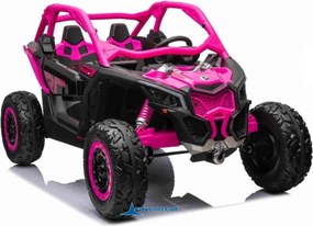Carro elétrico para crianças 1 a 7 anos 24V 4x4 MP4 CAN-AM Maverick Buggy Rosa