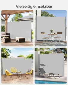 Toldo lateral, extensível, 200 x 400 cm, ecrã de privacidade Cinzento