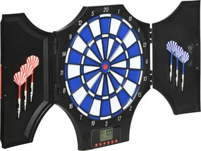 Alvo de dardos eletrónico com tampa, 2 portas, 31 jogos, até 8 jogadores, ecrã LCD, altifalante, preto