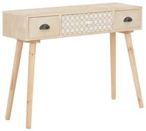 vidaXL Mesa consola com 3 gavetas 100x30x73 cm madeira de pinho maciça