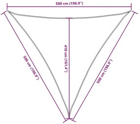 Toldo em tecido Oxford triangular 5x5x5 m antracite