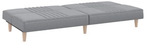 Sofá-cama tecido cinzento-claro