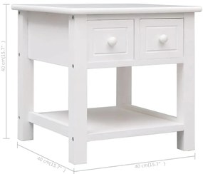 Mesa de apoio 40x40x40 cm madeira de paulownia branco