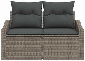 Sofá de Jardim 2 Lugares com Almofadas Cinza em Rattan Sintético