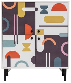 Armário Multiuso Multilux – Branco, Castanho, Púrpura e Mostarda – 95x