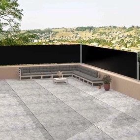 Toldo lateral retrátil 117x1200 cm preto
