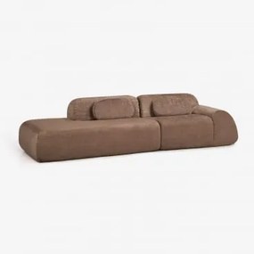 Sofá Modular De Canto Em 2 Peças Com Chaise Longue À Esquerda Em Chenille Embalado A Vácuo Mérida Chenille Castanho Caramelo - Sklum
