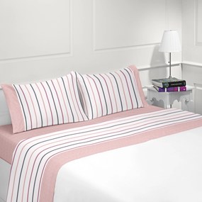 Jogo de lençóis 100% algodão - PRAGA da Casa&Algodão: Cama 150cm - 1 sábana encimera 240 x 290 cm + 1 sábana bajera ajustable 150 x 200 + 30 cm + 2 fundas almohada 50x70 cm