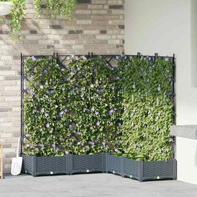 vidaXL Jardineira com treliça 5 pcs Cinzento-claro 120x120x125,5 cm
