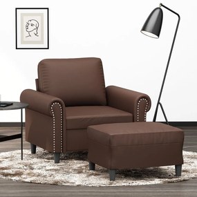 vidaXL Poltrona com apoio de pés couro artificial 60 cm castanho