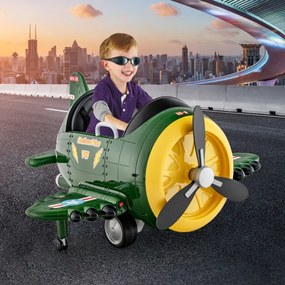 Avião elétrico para crianças com joysticks de controlo remoto Perfis aerodinâmicos dobráveis e hélice rotativa Verde