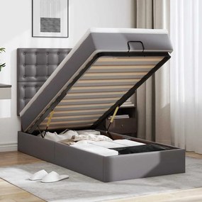 moldura de cama síriaXL otomana com colchão cinza 90x200cm couro falso