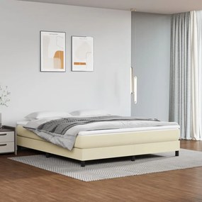 vidaXL Estrutura de cama 180x200 cm couro artificial cor creme