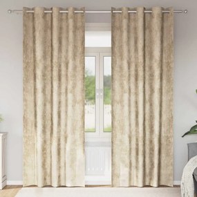 vidaXL Cortinas de Veludo 2 peças com Ilhós Creme 140x225 cm