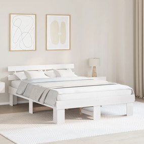 vidaXL Estrado de Cama com Cabeceira Branco 140x200 cm Madeira Sólida Pinho