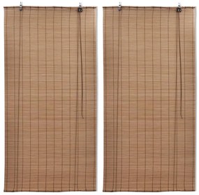 Estores de rolo 2 pcs 80 x 160 cm bambu castanho