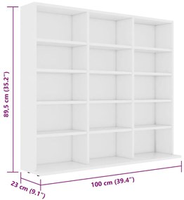 Armário para CD 100x23x89,5 cm derivados de madeira branco