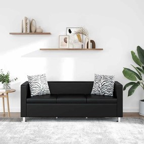 vidaXL Sofá de 3 lugares couro artificial preto