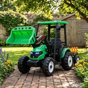 Trator infantil para crianças 3 a 5 anos de 24V com reboque Verde