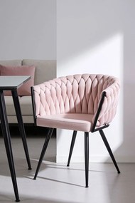 Cadeira Widny Black Veludo - Rosa