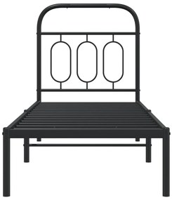 Estrutura de cama metal s/ colchão c/ cabeceira 75x190 cm preto