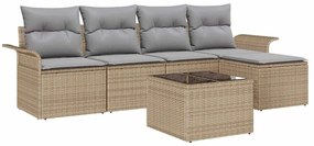 Conjunto de Sofá de Jardim de 6 Peças vidaXL com Almofadas Pretas de R