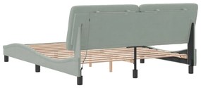 Estrutura de cama c/ luzes LED 160x200 cm veludo cinzento-claro