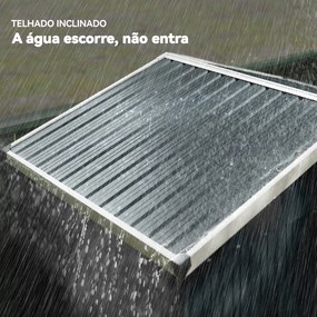 Abrigo de Jardim Metálico 136x87x179 cm Abrigo para Ferramentas com Porta de Correr Teto Inclinado e Luvas Cinzento Escuro