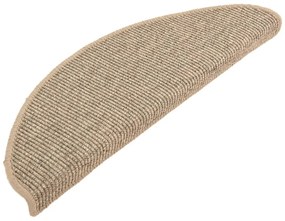 Tapetes de escada autoadesivos 15 pcs 65x21x4 cm bege-escuro