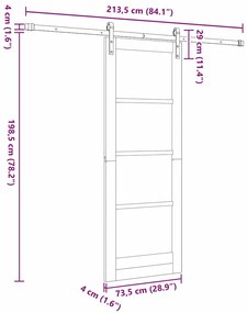 Porta Deslizante vidaXL com Conjunto de Acessórios 73.5x198.5 cm Madei