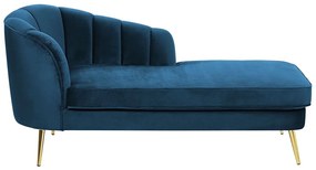 Chaise-longue em veludo azul cobalto versão à esquerda ALLIER Beliani