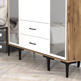 Roupeiro Kumsal RTR – Nogueira e Branco – 160x47,5x201,4 cm