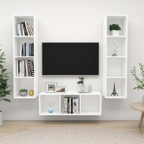 3 pcs conjunto de móveis de TV contraplacado branco