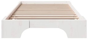 Estrutura de Cama Branca 80x200 cm em Madeira de Pinho Sólido