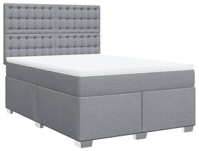 Cama com molas/colchão 160x200 cm tecido cinzento-claro