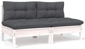 806653 vidaXL Sofá de jardim 2 lugares com almofadões pinho maciço branco
