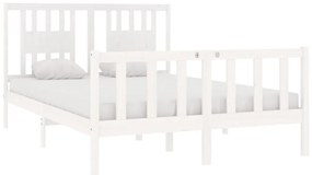 Estrutura de cama casal 135x190 cm madeira maciça branco