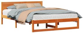 Estrutura de Cama Marrom Encerado Madeira 140 x 200 cm Simples