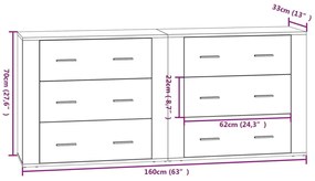 Aparadores 2 pcs derivados de madeira carvalho fumado