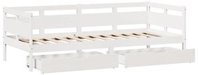 Sofá-cama c/ gavetas 90x200cm madeira de pinho maciça branco