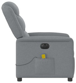 Poltrona de massagens reclinável elétrica tecido cinzento-claro