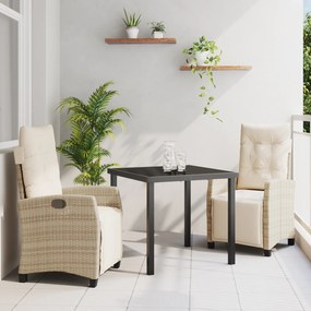 vidaXL Conjunto de Jantar de Jardim 3 Peças Bege em Rattan Sintético