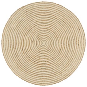 vidaXL Tapete artesanal em juta com design em espiral branco 90 cm